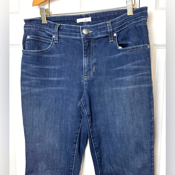 EILEEN FISHER Organic Cotton Denim Jeans Mid Rise Straight Bootcut Leg Dark Wash - Picture 2 of 8